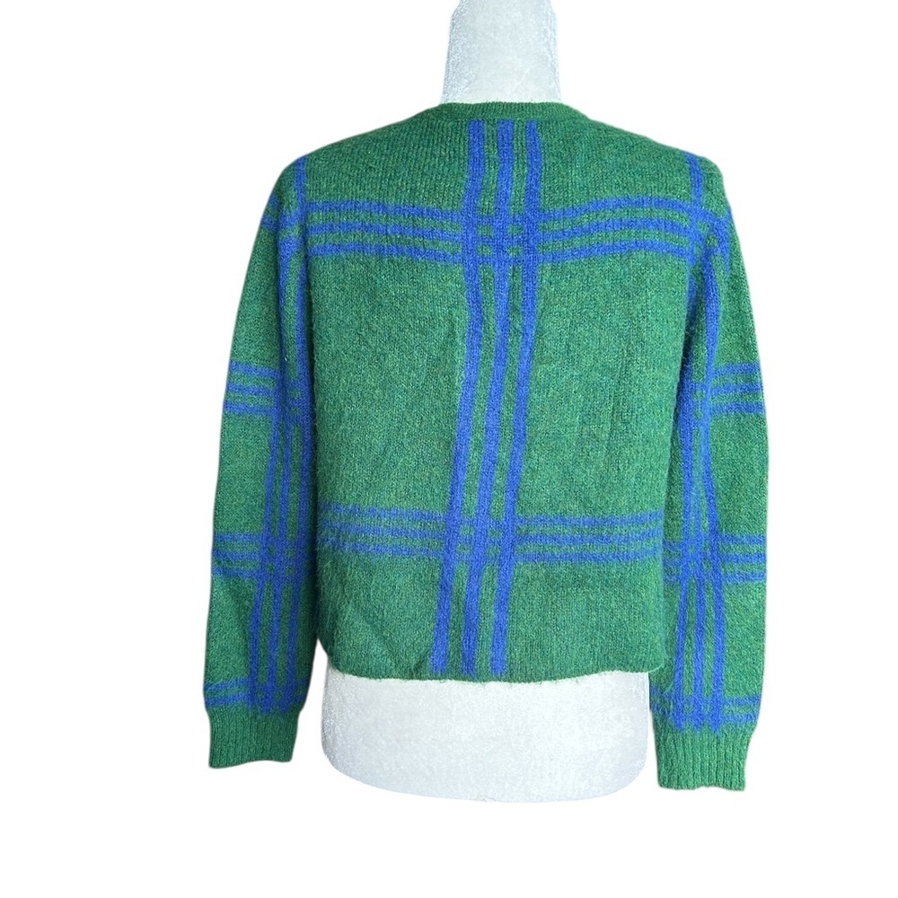 Simons Plaid Knit Button-Up Cardigan – Green & Blue. S/M - Picture 6 of 15